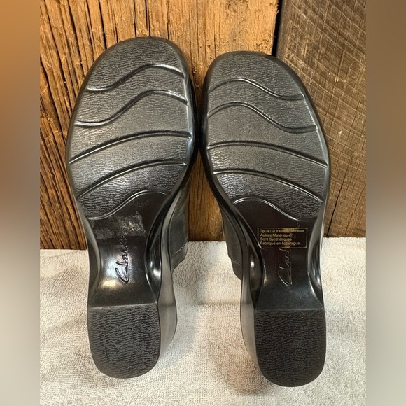 Clark’s Bendables Women’s Dark Grey Slip On Leather Clogs Size 8 - Picture 5 of 7